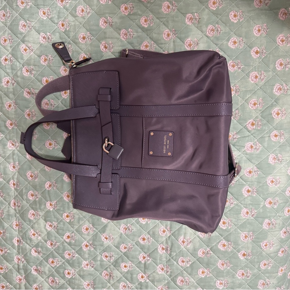 Grey canvas and Leather Tote Bag